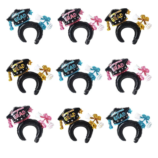 10/30/50-Piece Set New Black Graduation Cap Headband Balloon Set Inflatable 2025 Graduation Season Party Decorations
