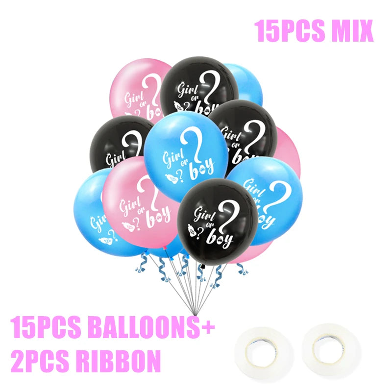 Boy Or Girl Gender Reveal Disposable Tableware Plate Cup Banner Balloons Baby Shower Gender Reveal Party Decorations