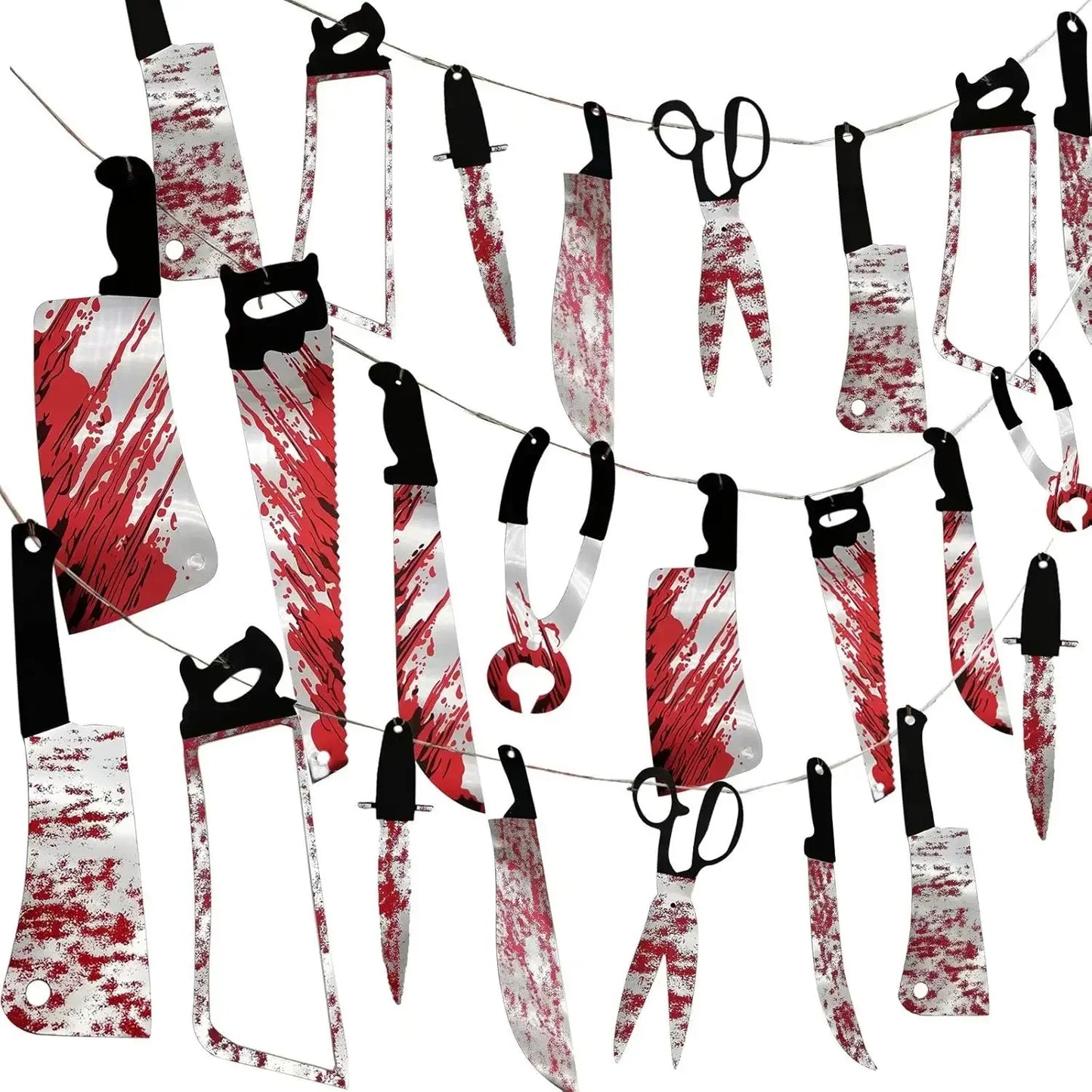 32PCS Halloween Bloody Banner Props. For zombie/vampire party. Fits haunted house. Weapon banner. Great Halloween décor