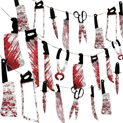 32PCS Halloween Bloody Banner Props. For zombie/vampire party. Fits haunted house. Weapon banner. Great Halloween décor