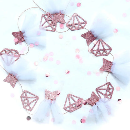 Rose Gold Bride to Be Banner Glitter Diamond Wedding Veil Bride Garland Bunting Hen Party Bridal Shower Engagement Wedding Decor