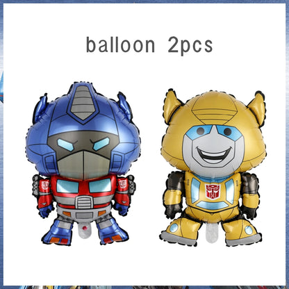 Transformation Birthday Party Decoration Plates Tablecloth Shape Shifting Robot Balloon Backdrop Baby Shower Kids Party Supplies