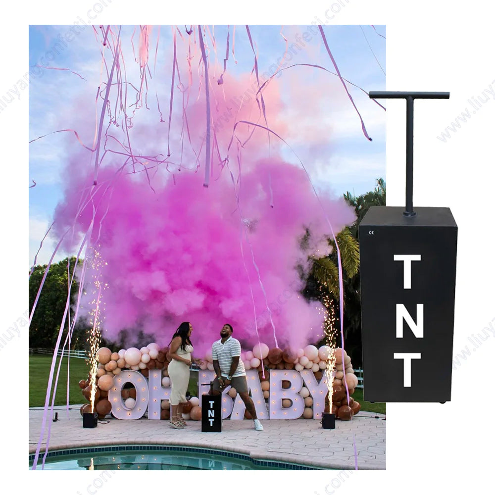 Electronic Spray Confetti Powder Remote Control Gender Reveal Outdoor Wedding Party Graduation Baby Shower Boy or Girl Blue Pink