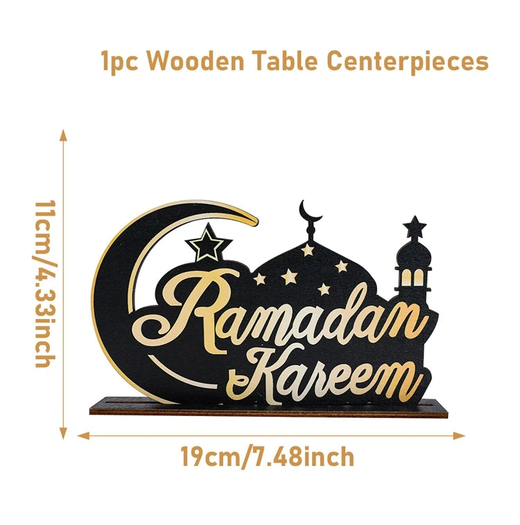 EID Mubarak Decoration Wooden Ornaments Ramadan Decoration 2025 For Home Ramadan Kareem Islamic Muslim Party Eid Al Adha Gifts