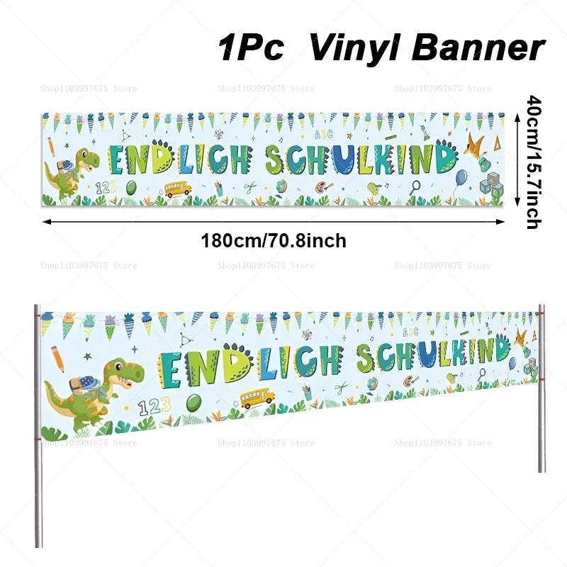 Dinosaur ABC Banner for Kindergarten Back To School First Day Of School Decor Kids Birthday Party School Event Decor Backdrop
