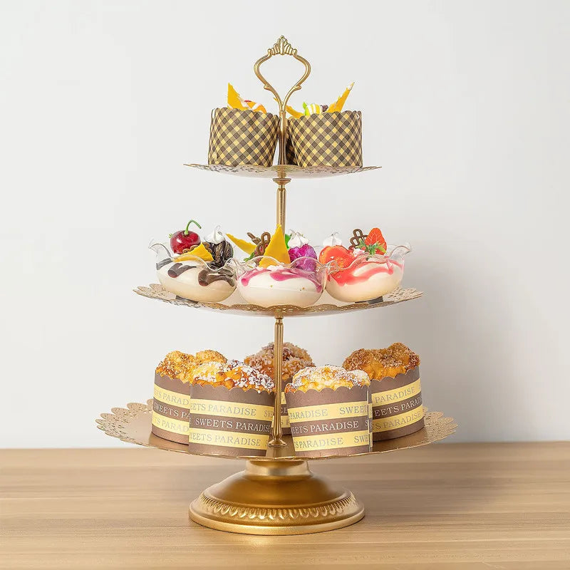6 Pcs Gold Metal Cake Holder Set,Circular Cupcake Holder,Christmas Decoration Dessert Table,Donut plate，Wedding, Birthdayparty