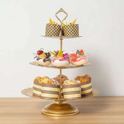 6 Pcs Gold Metal Cake Holder Set,Circular Cupcake Holder,Christmas Decoration Dessert Table,Donut plate，Wedding, Birthdayparty