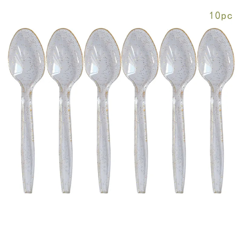 10Guests Silver Shiny Diamond Disposable Tableware Wedding Paper Plate Cups Napkin Happy Princess Birthday Party Decor