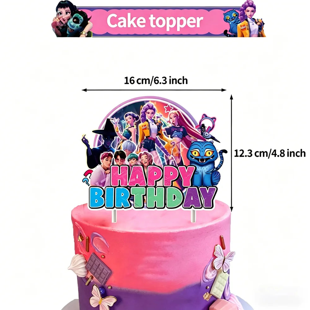 Hunters Girl Group Birthday Party Decor Set Banner Balloons Cake Toppers Hanging Swirls Kids Party Photo Props Event Supplies