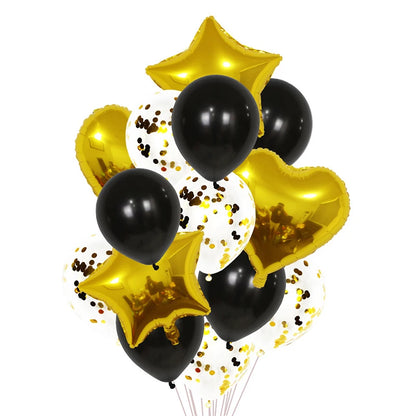 14pcs Rose Gold Mix Star Heart Confetti Latex Balloons Birthday Party Decorations Kids Adult Wedding Anniversary Globos Supplies