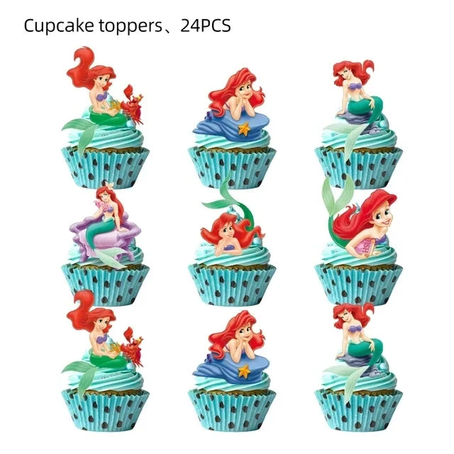 The Little Mermaid Theme Party Supplies  Ariel Princess Paper Napkin Plate Cup Balloons Kid Girls Birthday Party Decoration Gift