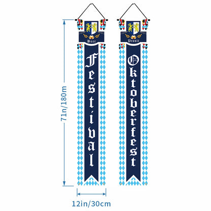Beer Flag The Munich Oktoberfest Event Party Decorations Door Hanging Banner 1 Pair Tapestry Polyester Printed for Home Outdoor