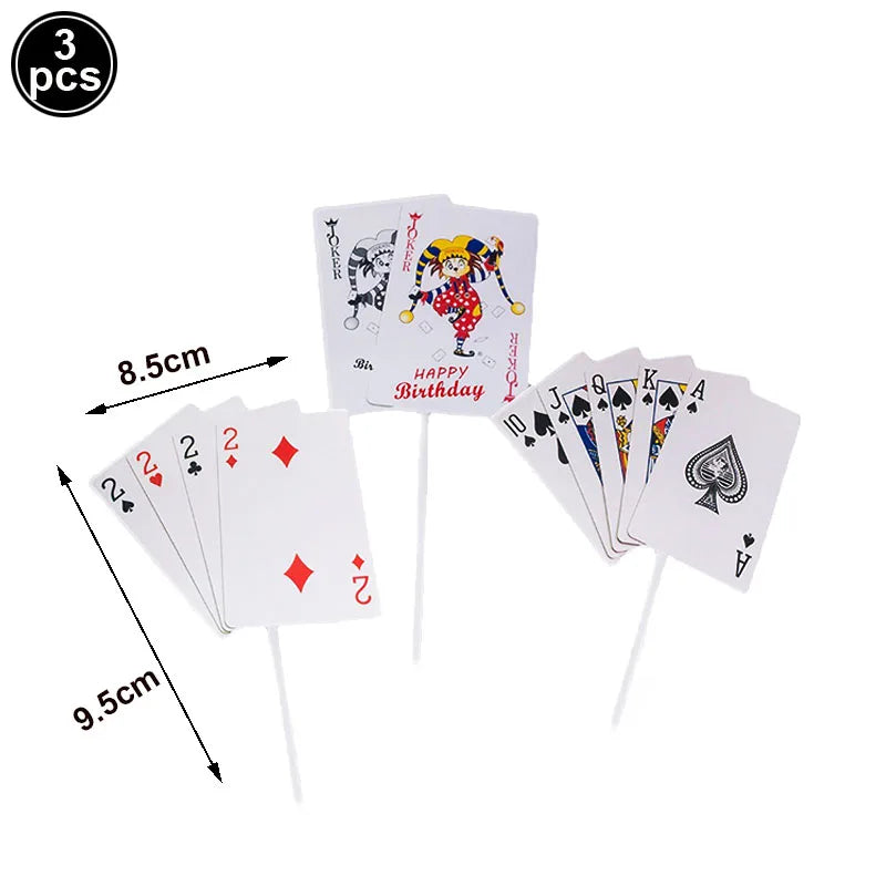 Casino Theme Cake Decoration Poker Pattern Cupcake Topper Adult Casino Poker Birthday Party Decoration Supplies