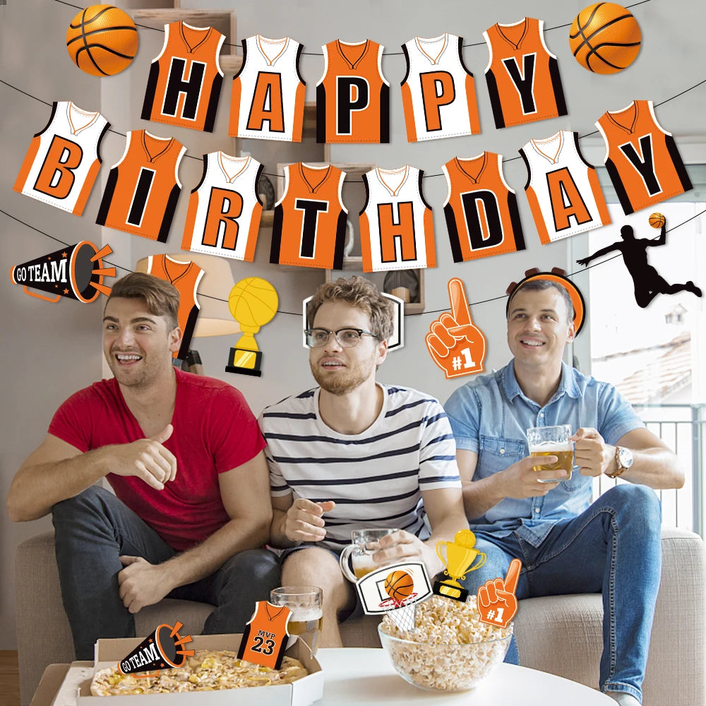 Basketball Cake Topper Happy Birthday Star T-shirt Ball Cupcake Toppers Baby Shower Kids Party Dessert DIY Baking Supplies Decor