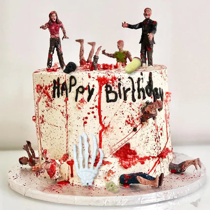 17 PCS Zombie Cake Decoration Zombie Cake Toppers Zombie Figure Themed Party Decorations for Birthday Halloween Party Cake Decor