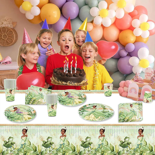 Tiana Birthday Party Supplies, Princess Tiana Tableware  for Boys Girls Birthday Party Baby Shower Decorations