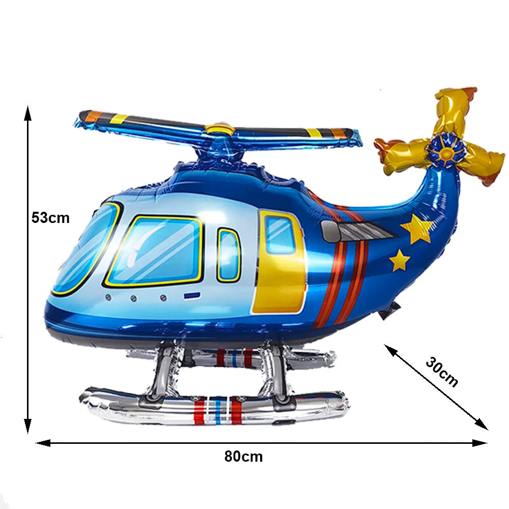 5th Birthday Police Party Blue Car Helicopter Foil Balloons for Boys Baby Shower Police Birthday Party Decoration