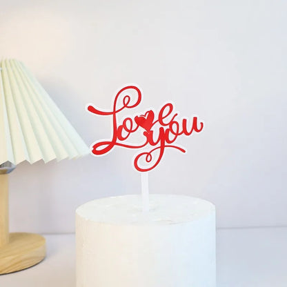 Big Red Love Wedding & Engagement Party Cake Toppers Acrylic Love Valentine's Day Cake Topper for Wedding Party Cake Decorations