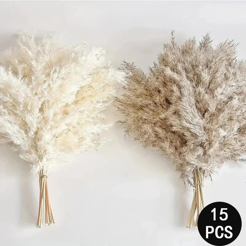 165PCS Pampas Grass Dried Flowers Boho Farmhouse Country Wedding Home Room Decor Bouquet Bunny Tail Grass DIY Artificial Flowers