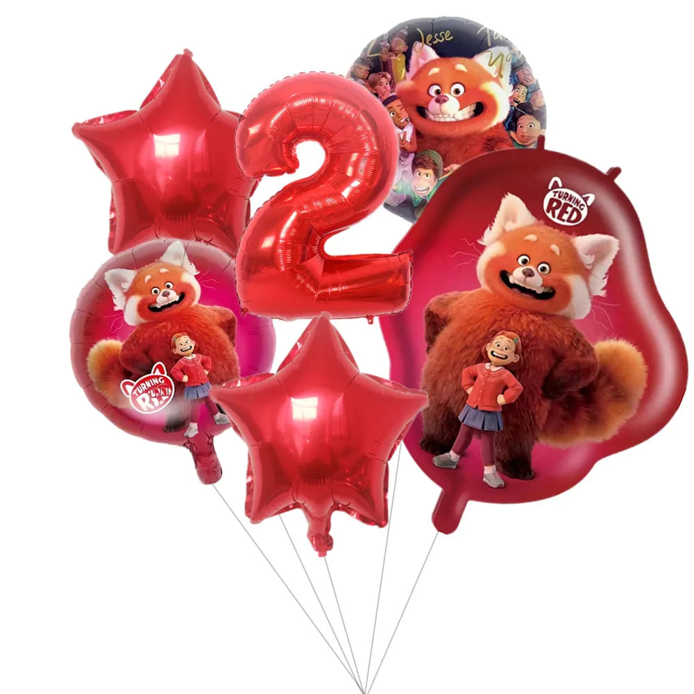 Disney Turning Red Party Supplies Paper Napkin Tablecloth Plates Balloons Panda Theme Baby Shower Kids Birthday Party Decoration