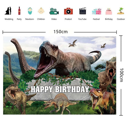 Jurassic Dinosaur Birthday Decoration Tableware Balloon Paper Cup Backdrop Tablecloth Banner Plate Birthday Party Decor Supplies