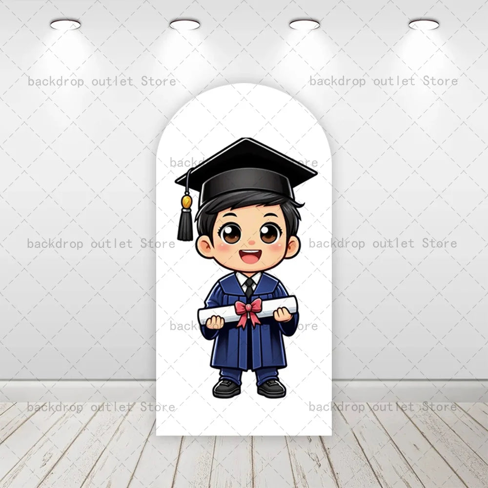 Mehofond Graduation Season Arch Cover Background 2026 Black Bachelor Hat School Student Congratulation Party Decor Backdrop