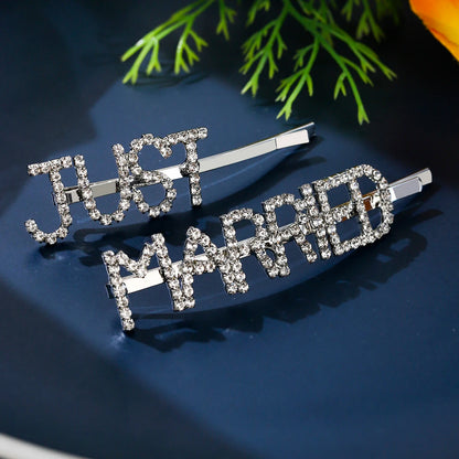New 2 pieces Silver Bride To Be Rhinestone Word Hair Clips Barrettes Hairpins Small Hairgrips Headwear Hair Styling Accessories