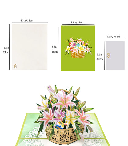 Happy Easter Pop Up Card - 3D Bunny Egg Flowers Basket Greeting Card for Easter