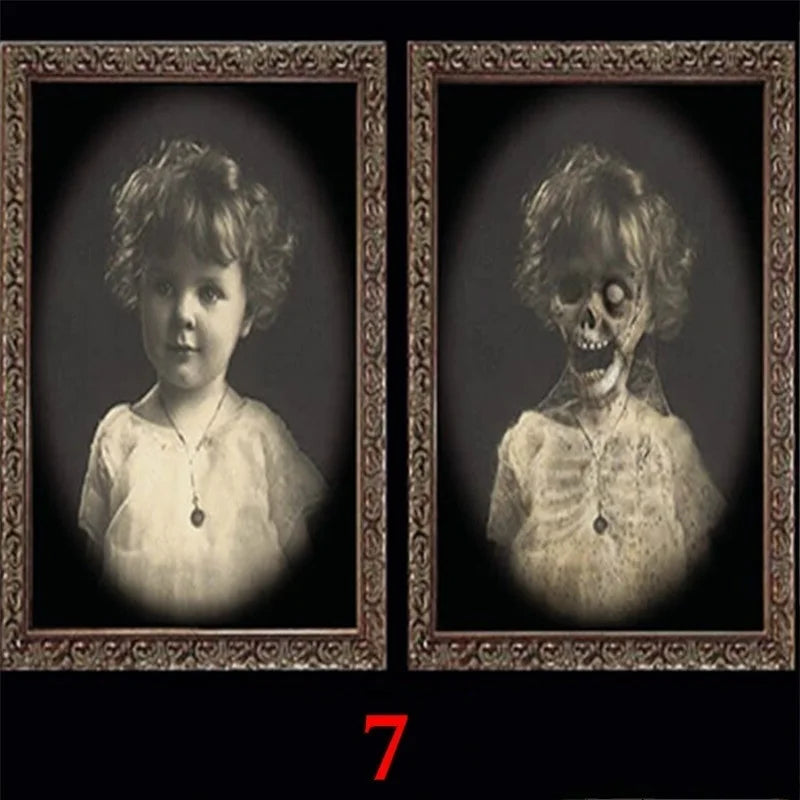 3D Changing Face Ghost Picture Frame Halloween Decoration Horror Craft Supplies Haunted House Party Decor Halloween Props