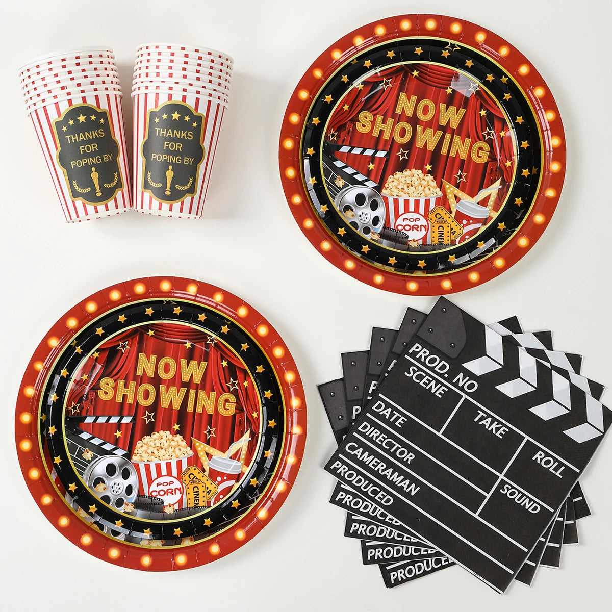 Movie Night Party Decoration Movie Party Disposable Plates Napkins Cups Tablecloth Happy Movie Night Theme Birthday Party Decor