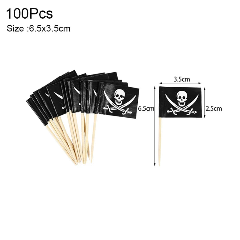 Pirate Theme Party Decoration Pirate Captain Hat Patch Pistol Treasure Toys For Kids Birthday Party Decor Halloween Cosplay Prop