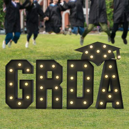 70cm GRAD Light Up Letters,Graduation Decoration LED Letter Lights,LED Letter Light,Freestanding/Wall-mounted