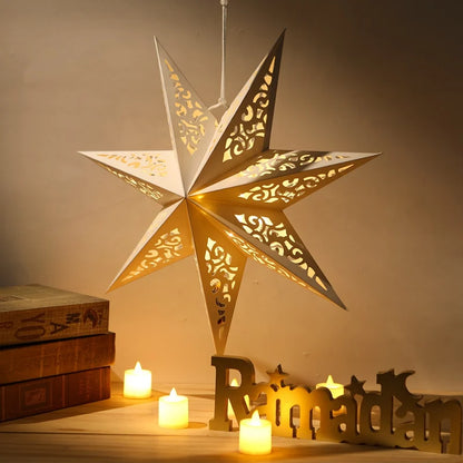 Hollow Star Hanging Pendants Ramadan Decorations 2025 for Home Ramadan Islamic Muslim Party Gifts Eid Mubarak Home Decorations