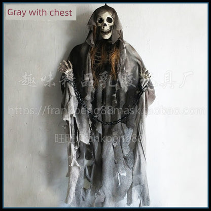 New Voice-Controlled Skull Hanging Ghost Halloween Haunted House Secret Room Props Bar KTV Set Decoration Pendant Horror