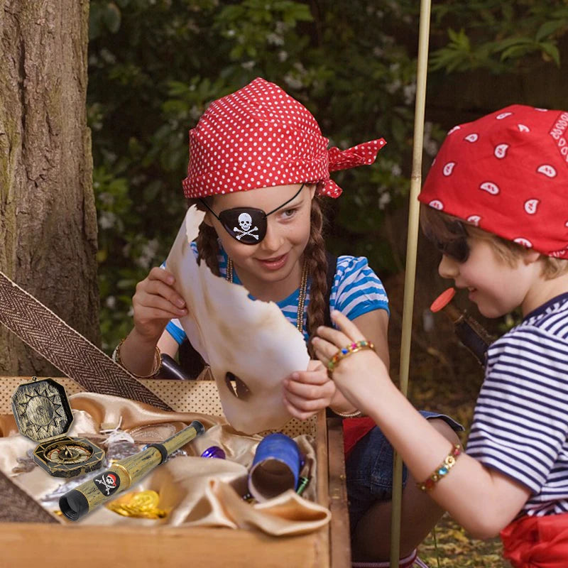 Pirate Theme Party Decoration Pirate Captain Hat Patch Pistol Treasure Toys For Kids Birthday Party Decor Halloween Cosplay Prop