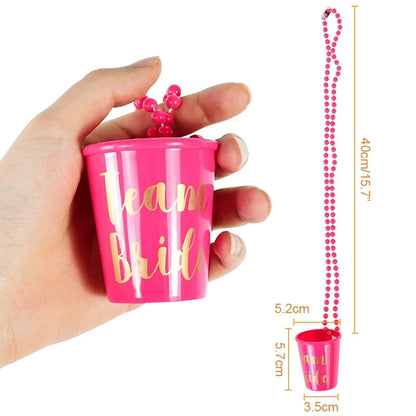1Set Team Bride To Be Cup Plastic Shot Glasses Necklace Bachelorette Party Supplies Wedding Bridal Shower Hen Night Decorations
