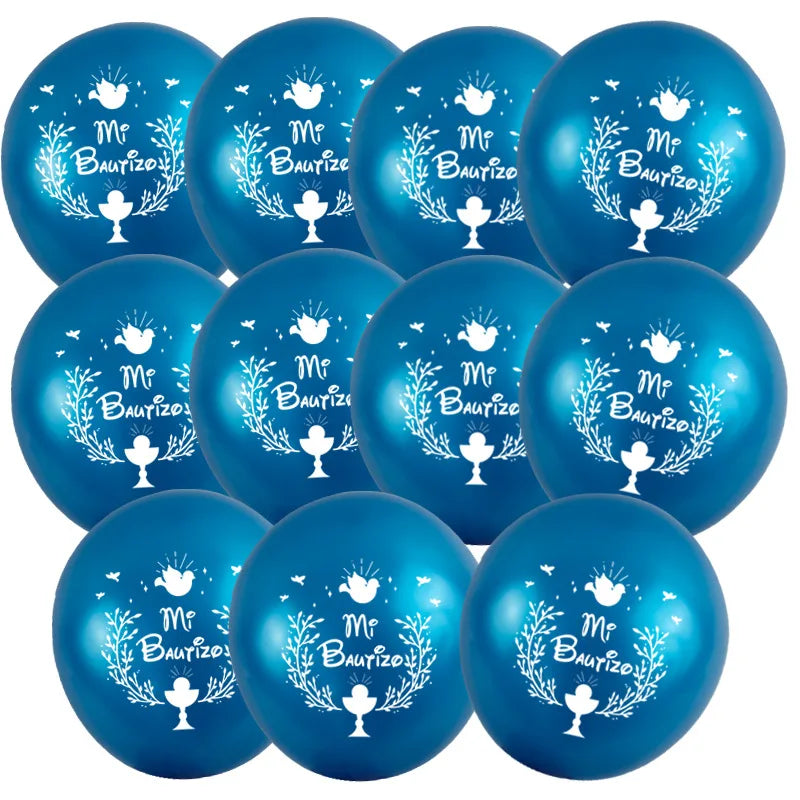 Spanish My Baptism Theme Logo Balloons 50pcs 10 inch Pink Blue Latex Balloon Set Boy Girl Birthday Baby Shower Party Decor