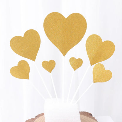 7/21Pcs Cake Topper Gold Love Star Happy Birthday Cake Topper Decoration DIY Cupcake Flag Ornament Wedding Christmas Decor