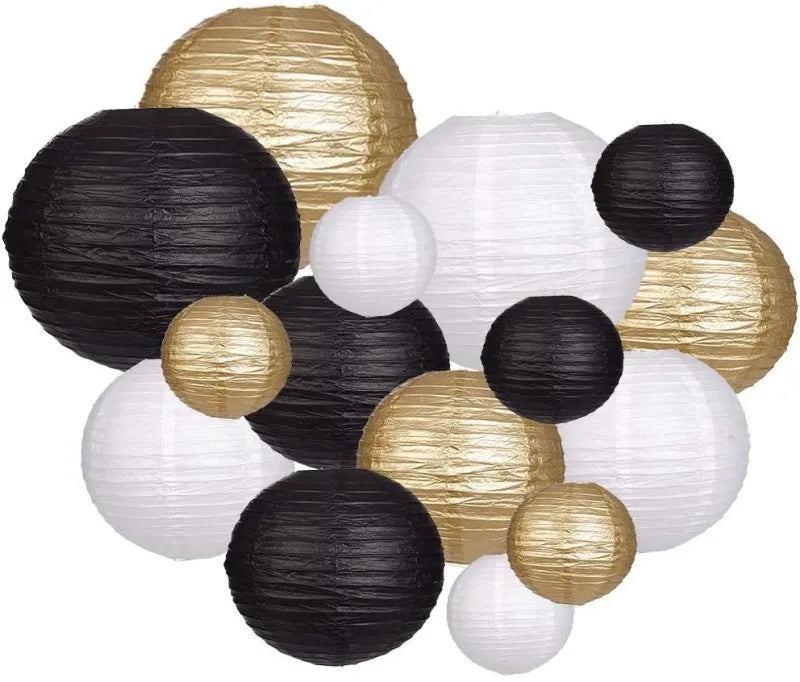 15Pcs Sage Green Set Round Paper Lantern For Baby Girl Shower Decoration Baptism Party Decor Hanging Pompom Crafts Ornament