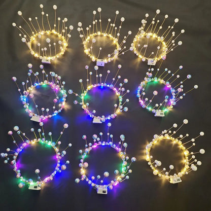 New LED Lamp Pearl Crown Cake Topper Decor Princess Party Top Topper Happy Birthday Cake Decorating Tools Gift Wedding Supplies