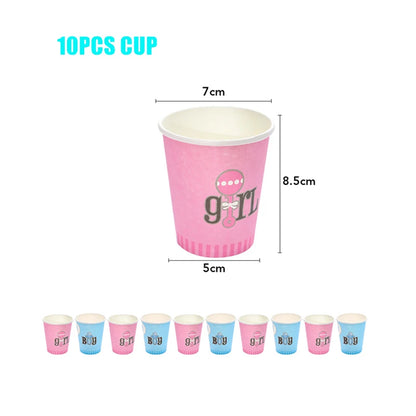 Boy Or Girl Gender Reveal Disposable Tableware Plate Cup Banner Balloons Baby Shower Gender Reveal Party Decorations