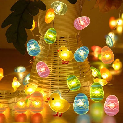 1.5m 10led Easter Rabbit Egg Light String Bunny Carrot Chick Lantern Strings Kids Happy Easter Day Party Decor For Home 2025