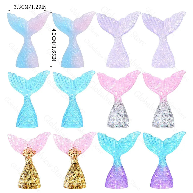 Mermaid Tail Cake Toppers Under the Sea Cake Decoration Seashell Sea Star Cake Topper for Birthday Baby Shower Wedding Cake Deco