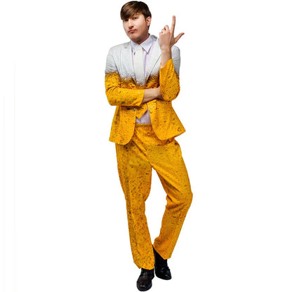 Men's Womens Oktoberfest Suit Costume Fancy Dress Up Adult Suit Clothes Role Play Yellow Beer Party Fantasia Costumes