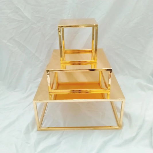 Metal Round and Square Floating Cake Stand Gold Modern Cake Stand Wedding Cake Tier Birthday Party Cupcake Display Stand