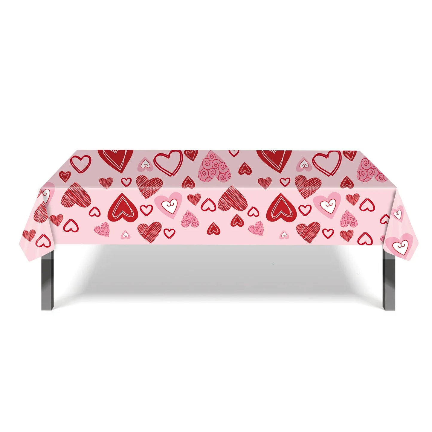 Valentine's Day Theme Disposable Tableware Red Love Heart Pattern Paper Plates Cups Napkins Girls Wedding Party Decor Supplies