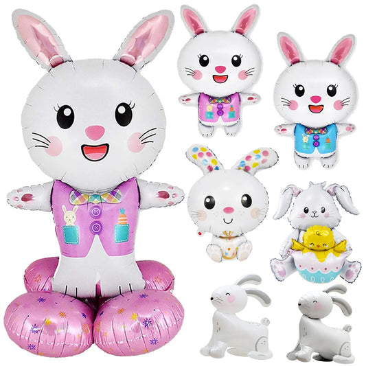 Large Easter Balloon Standing Bunny Balloon Cartoon Bunny Balloon Cute Rabbit Shaped Foil Balloons Happy Easter Party Decoration