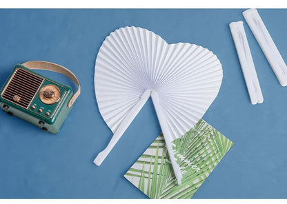 20/100 PCS Foldable DIY Painting Heart Shape Round Paper Fan Wedding Party Guest Gifts Decoration Anniversary Kids Party Favors