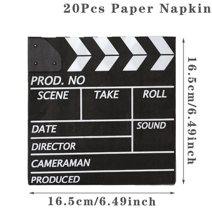 Movie Night Party Decoration Movie Party Disposable Plates Napkins Cups Tablecloth Happy Movie Night Theme Birthday Party Decor