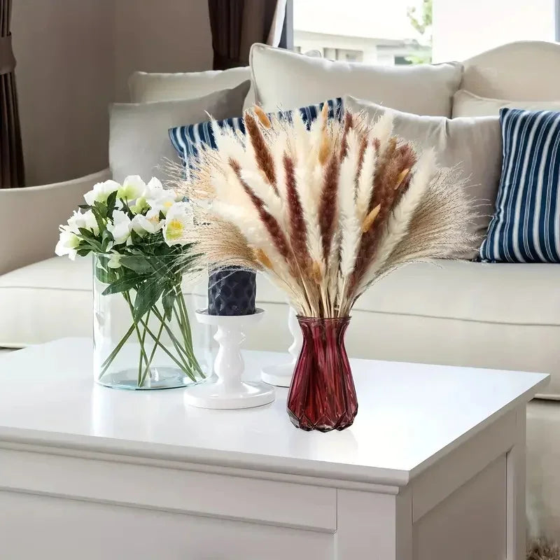 165PCS Pampas Grass Dried Flowers Boho Farmhouse Country Wedding Home Room Decor Bouquet Bunny Tail Grass DIY Artificial Flowers
